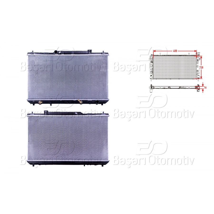 SU RADYATORU BRAZING AT 400X728X26MM TOYOTA CAMRY 2.2 96-01