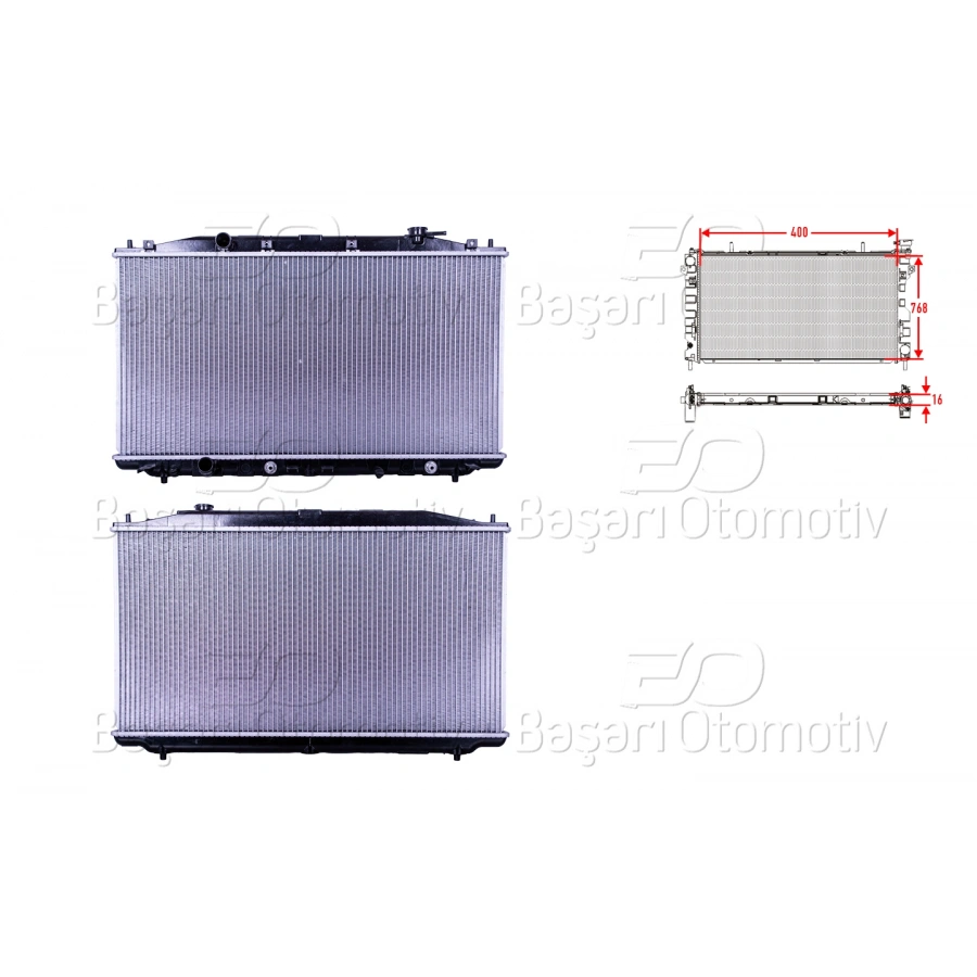 SU RADYATORU BRAZING AT 400X768X16 HONDA ACCORD 8 (CR) 2.4 14>