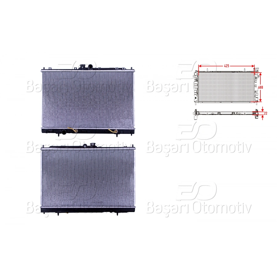 SU RADYATORU BRAZING AT 425X688X22 MITSUBISHI OUTLANDER 2.0. 2.4 03-07