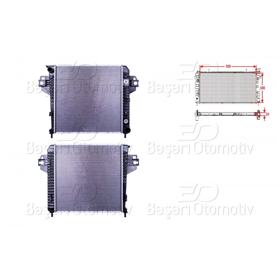 SU RADYATORU BRAZING AT 508X508X26 JEEP CHEROKEE (KJ) 3.7 01-08