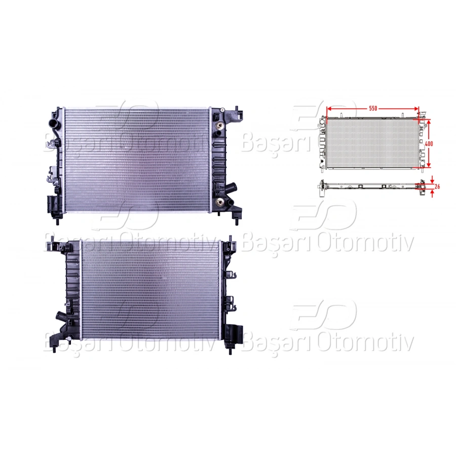 SU RADYATORU BRAZING AT 550X400X26 CHEVROLET AVEO T300 1.2. 1.4 16V 11>