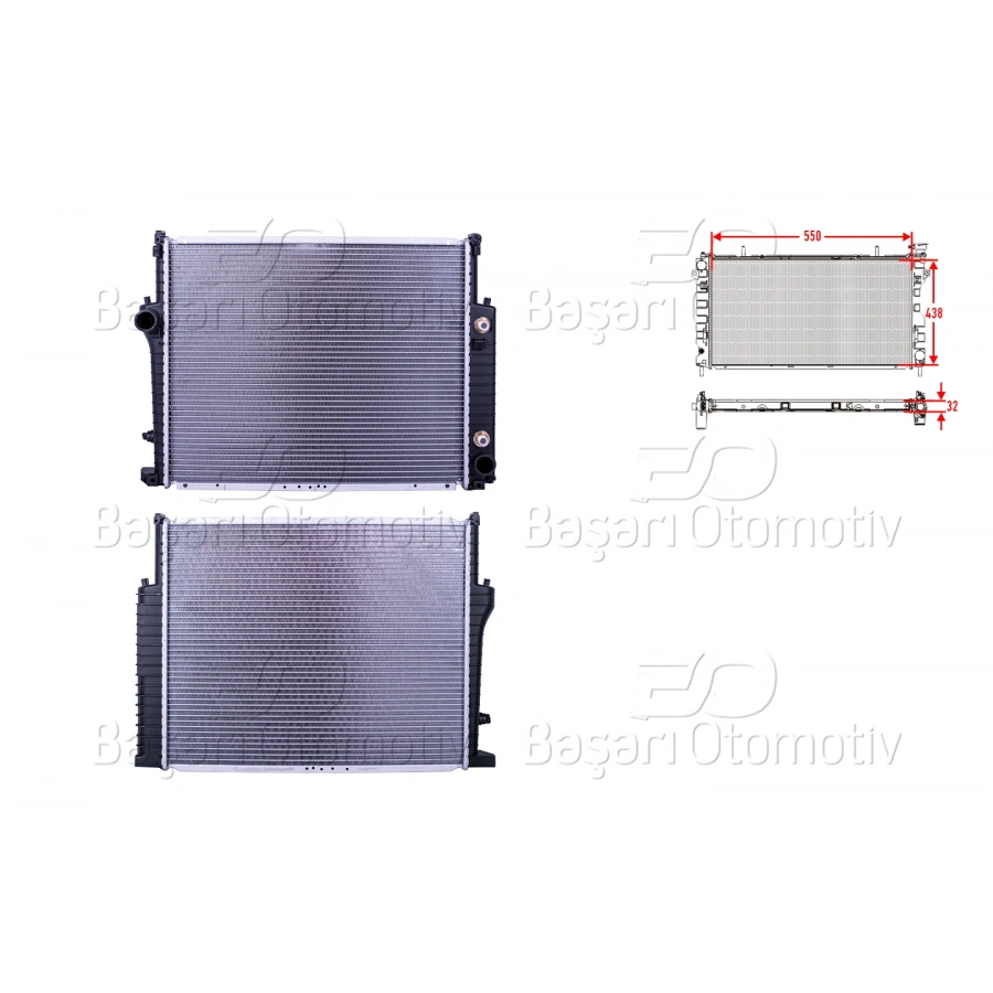 SU RADYATORU BRAZING AT 550X438X32 BMW 3 SERISI E30 3.20I. 3.25I 1985-93. 5 SERISI E34 5.30I 92-96. 7 SERISI E32 7.30I.IL 92-94