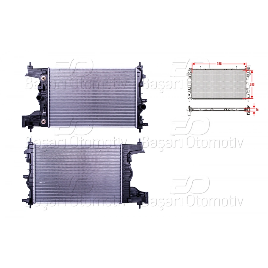 SU RADYATORU BRAZING AT 580X388X16 OPEL ASTRA J. CRUZE 1.6 09>