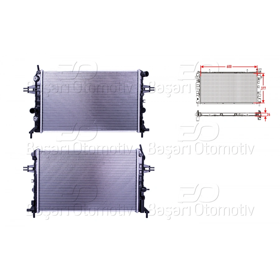 SU RADYATORU BRAZING AT 600X377X22 OPEL ASTRA G ZAFIRA 1.4 1.6 1998 >