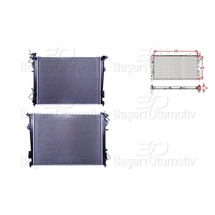 SU RADYATORU BRAZING AT 635X485X16 MM HYUNDAI SONATA 2.4 06>