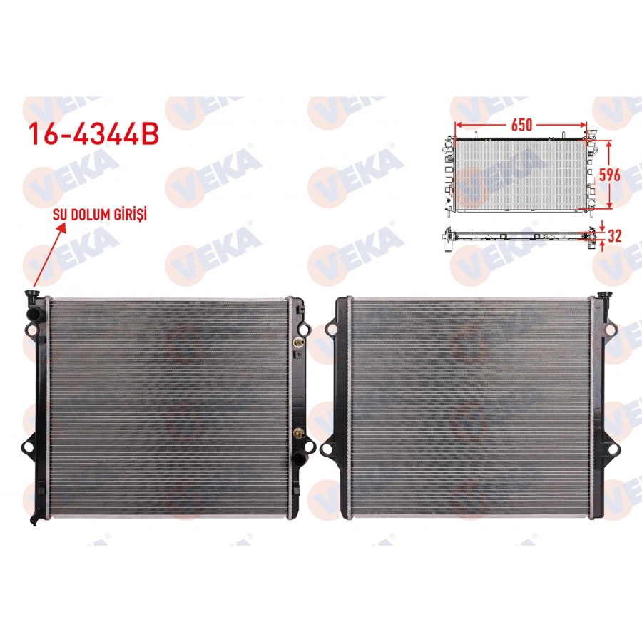 SU RADYATORU BRAZING DOLUM GIRISLI TOYOTA LAND CRUISER PRADO 3.0 D-4D A-T/M-T AC+/- 2002-2009