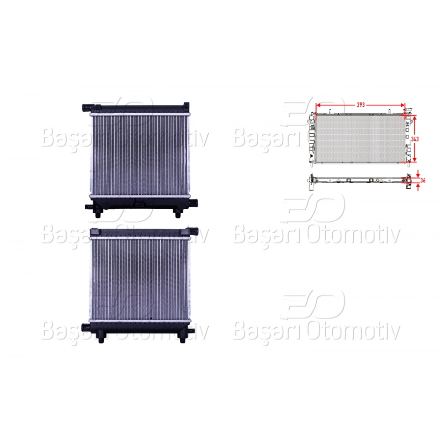 SU RADYATORU BRAZING MT 293X343X36 MERCEDES-BENZ W201 C124 S124 W124 190 20 23E E20 230CE 200 T200 TE 230 TE 82>