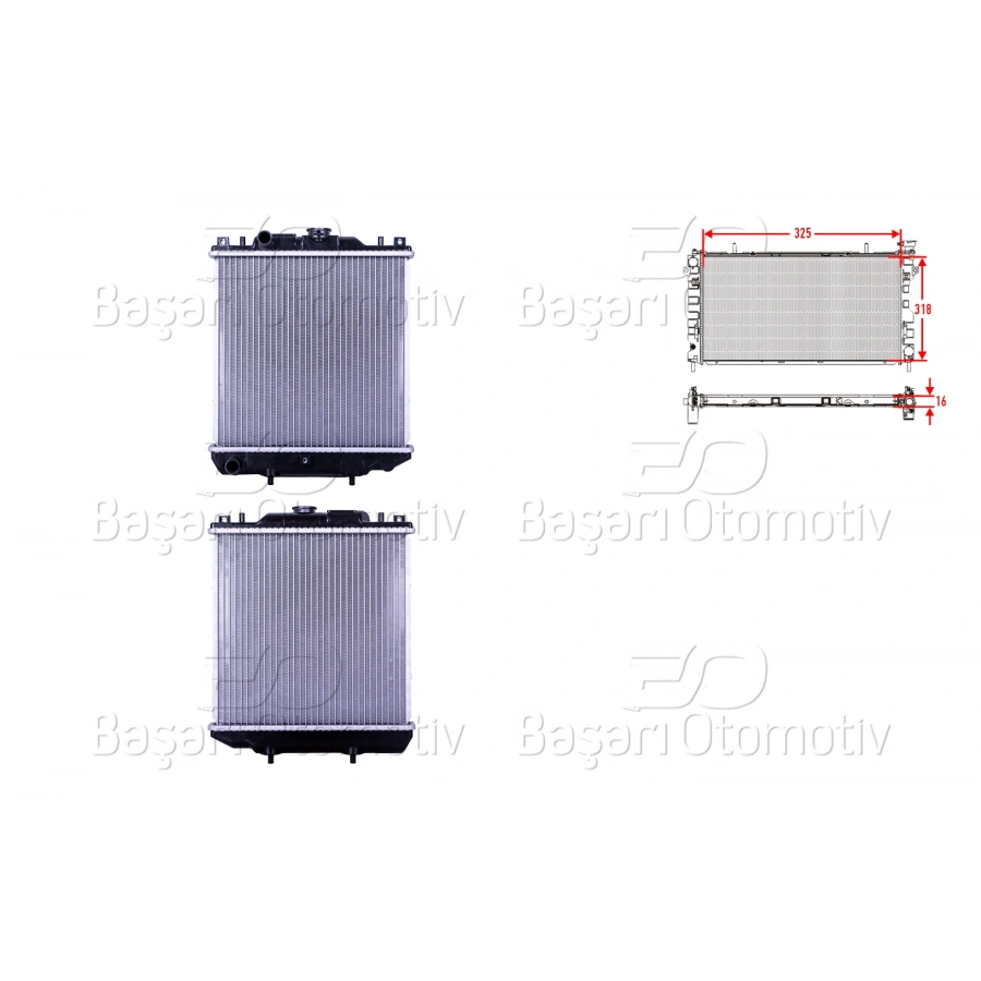 SU RADYATORU BRAZING MT 325X318X16 SUZUKI ALTO 5 (EF) 1.0 94-02/ DAEWOO TICO (KLY3) 0.8 95-00