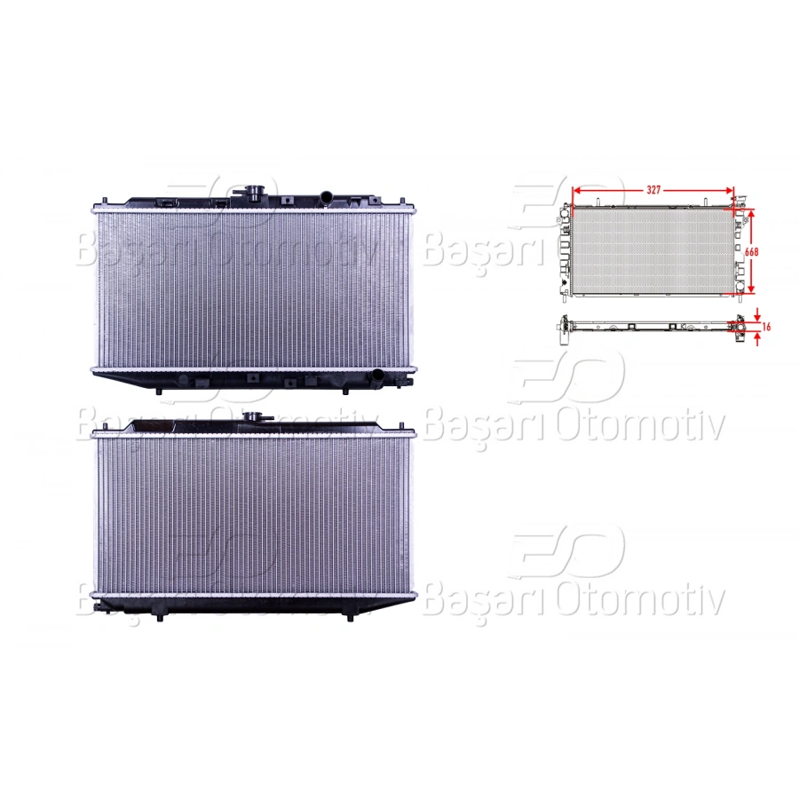 SU RADYATORU BRAZING MT 327X668X16 MM HONDA CIVIC 1.6 88-92