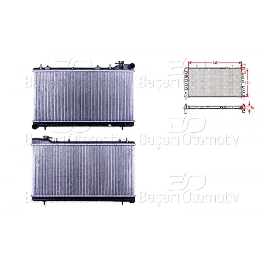 SU RADYATORU BRAZING MT 340X711X16 SUBARU IMPREZA 1.6. 1.8. 2.0 93-98