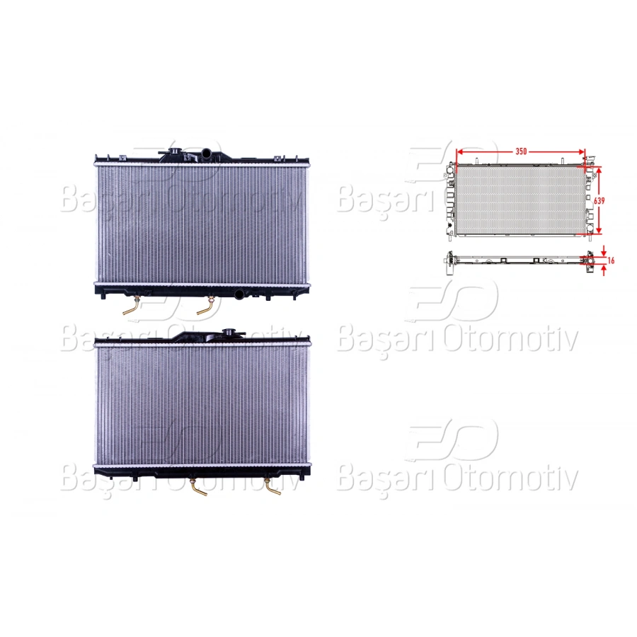 SU RADYATORU BRAZING MT 350X639X16 MM TOYOTA COROLLA AE111. AE112 97-01