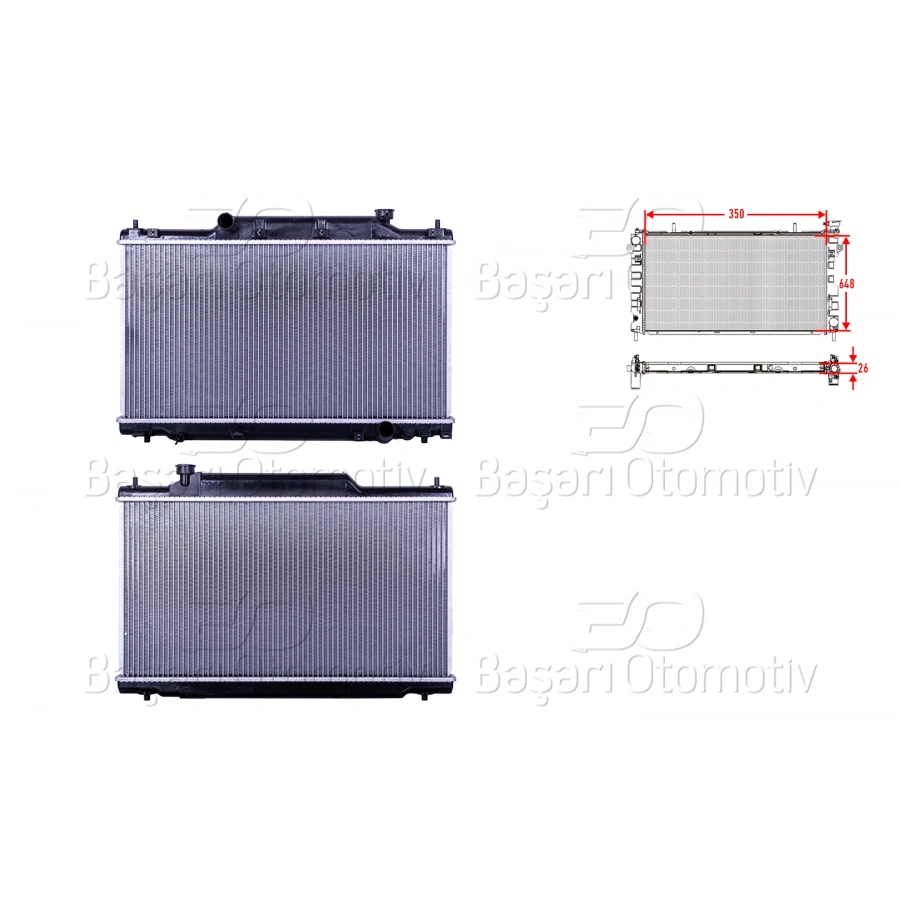 SU RADYATORU BRAZING MT 350X648X26 HONDA CIVIC 7 (EU) 2.0i-2.0 TYPE R 01-05