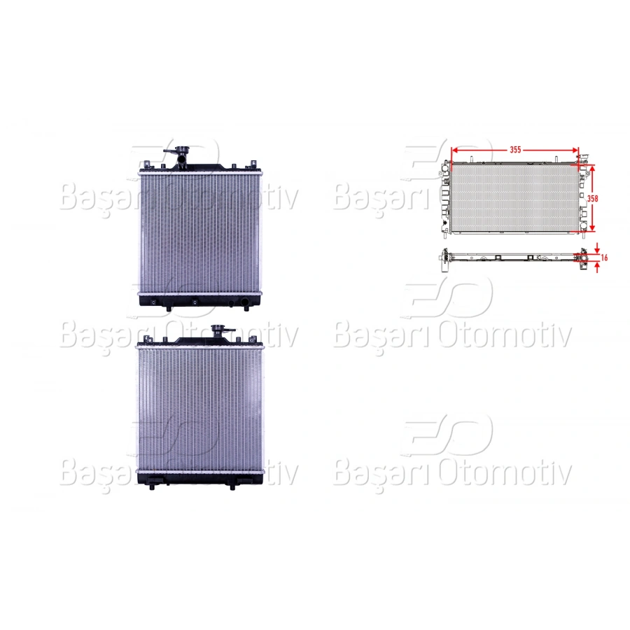 SU RADYATORU BRAZING MT 355X358X16 SUZUKI ALTO 6 (FF) 1.1 04-08