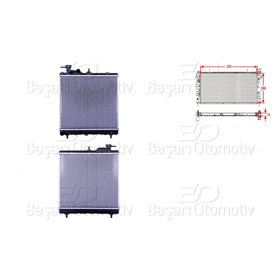 SU RADYATORU BRAZING MT 355X388X16 HYUNDAI ATOS 1.0 I 98-03