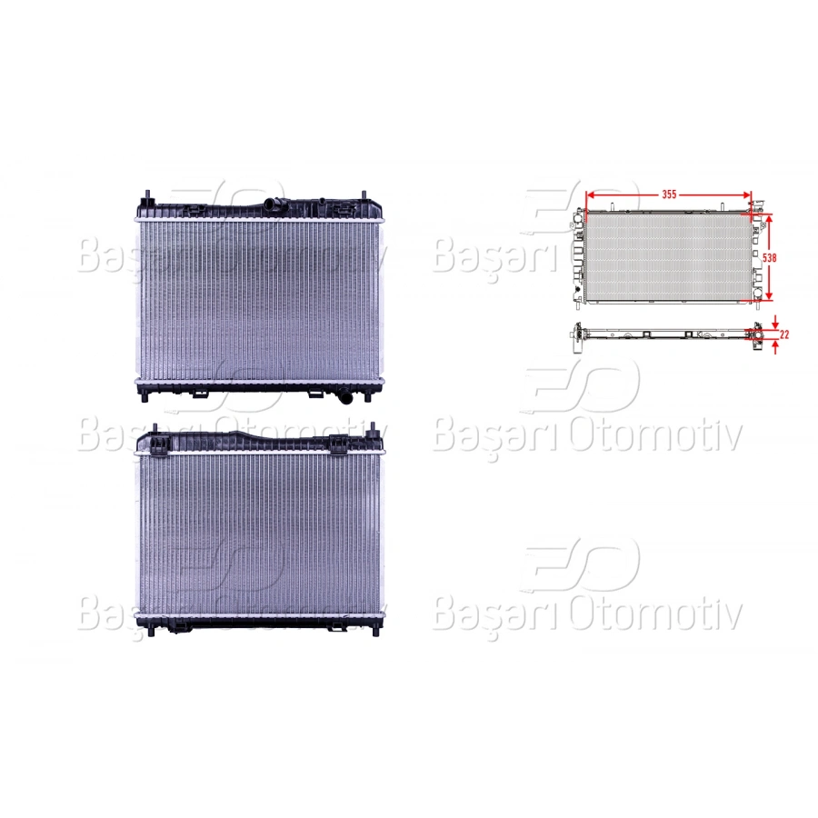 SU RADYATORU BRAZING MT 355X538X26 MM FORD FIESTA 1.25. 1.4 09>