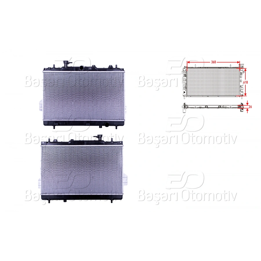 SU RADYATORU BRAZING MT 360x618x26 HYUNDAI MATRIX 1.5CRDI 01>