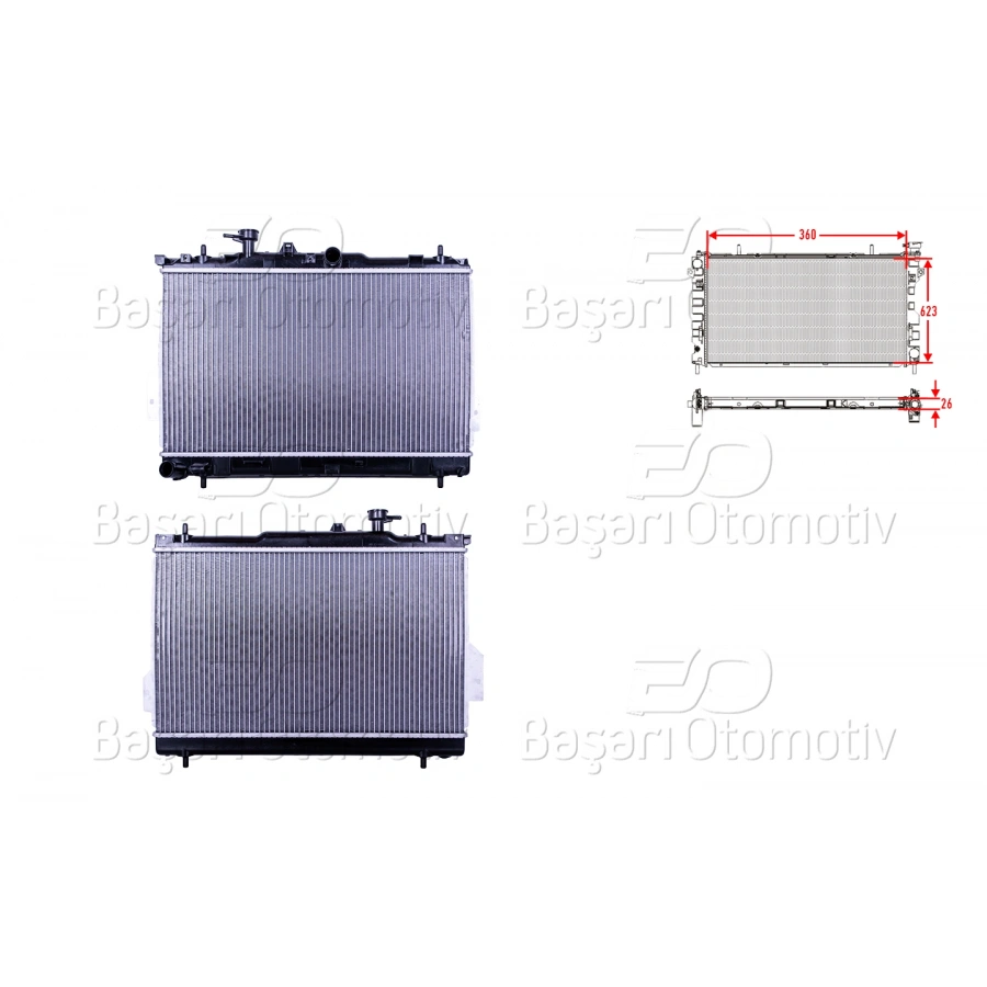 SU RADYATORU BRAZING MT 360X623X26 HYUNDAI MATRIX 1.6 06>