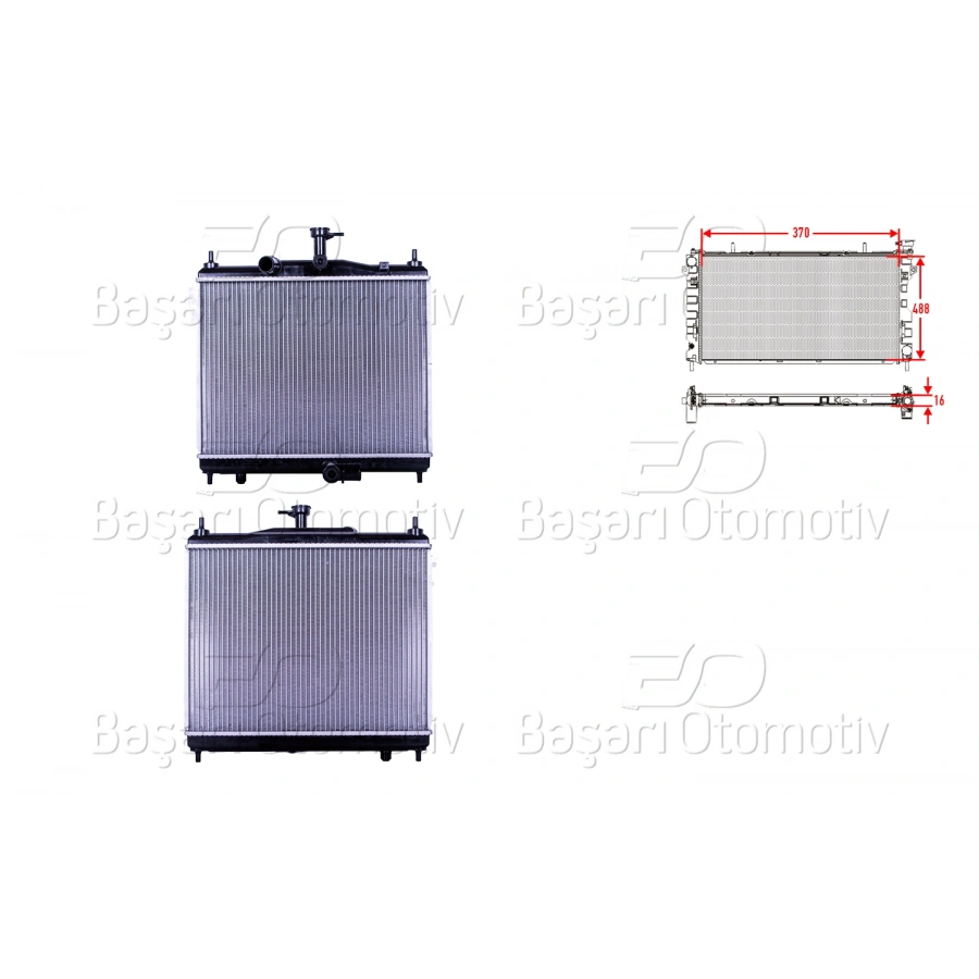SU RADYATORU BRAZING MT 370X488X16 MM HYUNDAI GETZ 1.5CRDI 06>