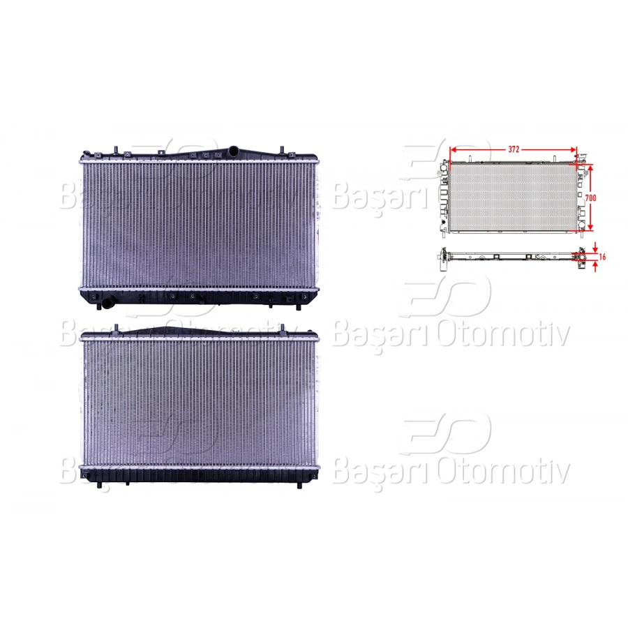 SU RADYATORU BRAZING MT 372X700X16 CHEVROLET LACETTI 1.4-1.6 MAN. 04