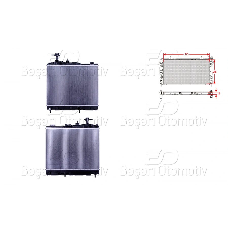 SU RADYATORU BRAZING MT 375X488X16 MITSUBISHI ATTRAGE. SPACE STAR 1.2