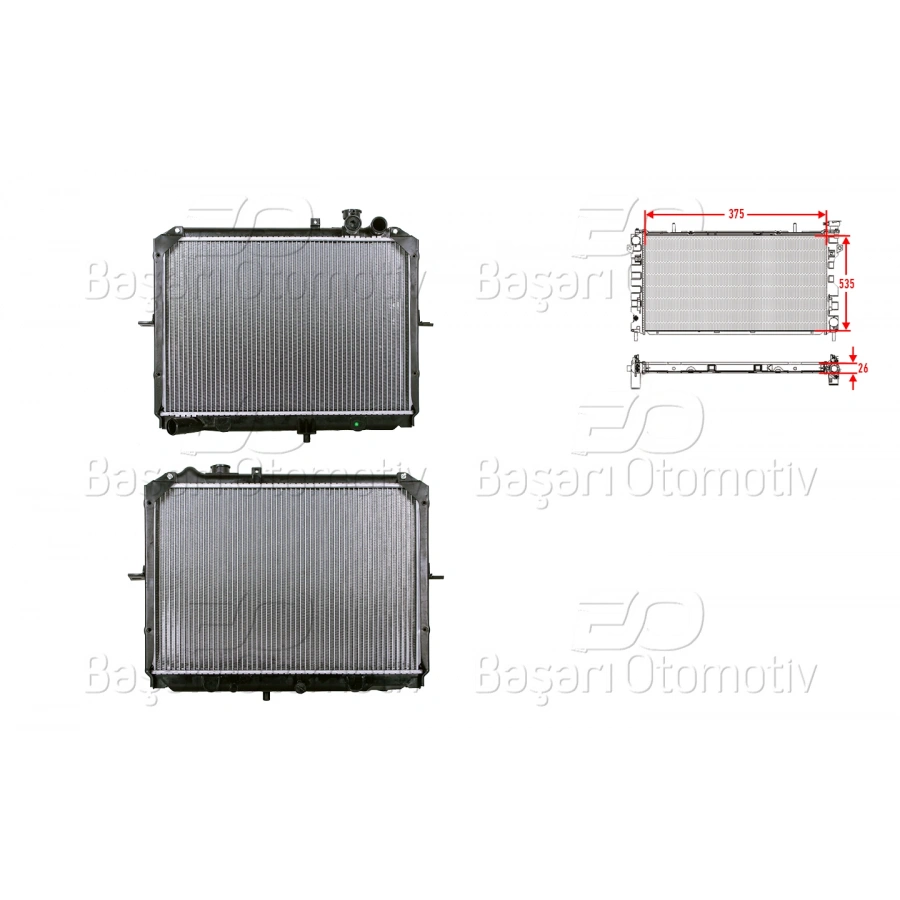 SU RADYATORU BRAZING MT 375X535X26 MM KIA PREGIO (TB) 2.5 TCI D M-T 97-02