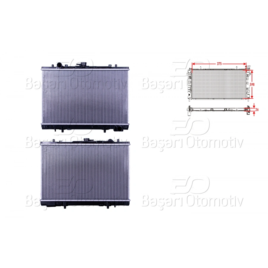 SU RADYATORU BRAZING MT 375X598X26 MITSUBISHI L200 D 99-01