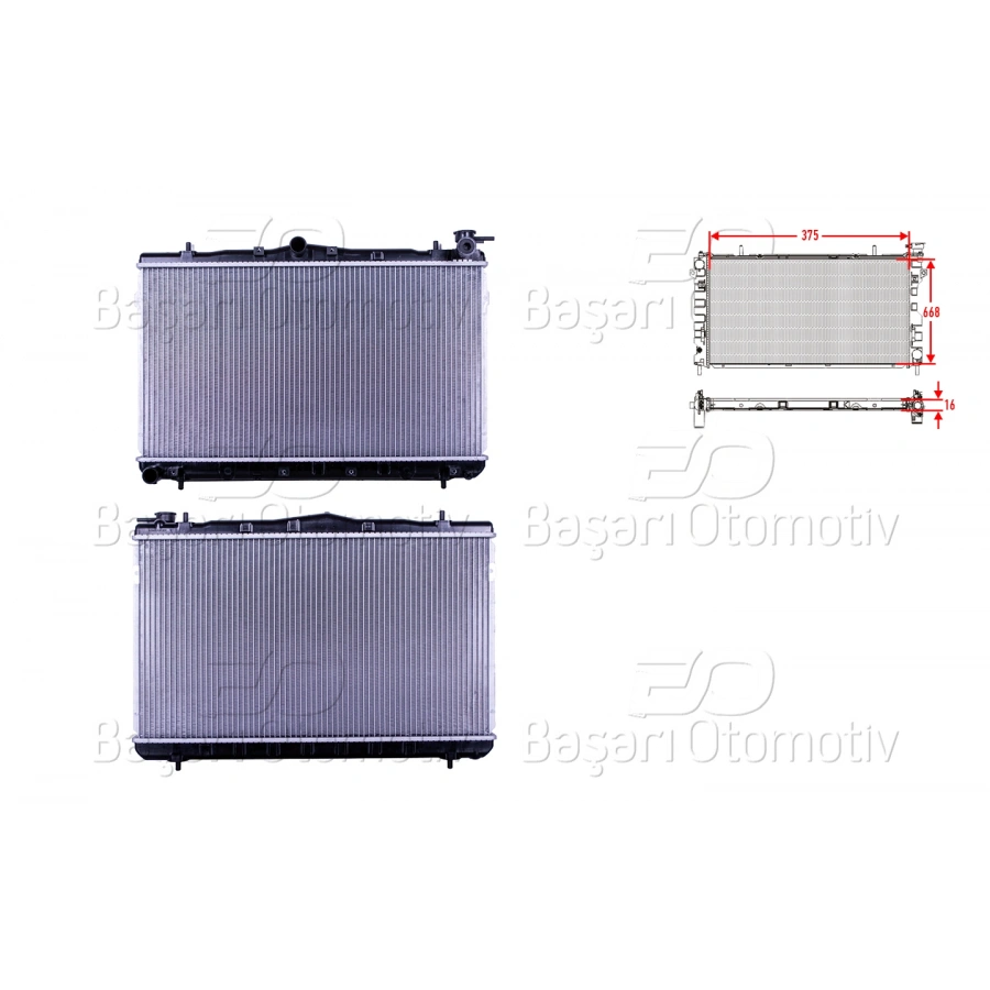 SU RADYATORU BRAZING MT 375X668X16 HYUNDAI ELANTRA 1.6. 1.895>