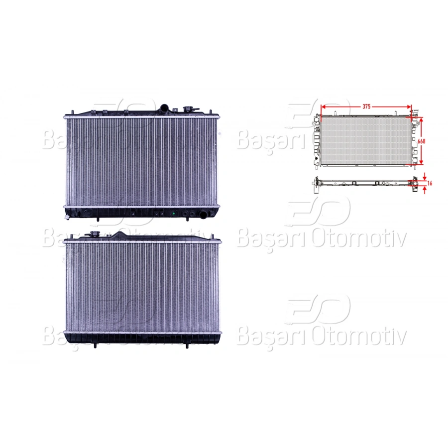 SU RADYATORU BRAZING MT 375X668X16 HYUNDAI ELANTRA 91+