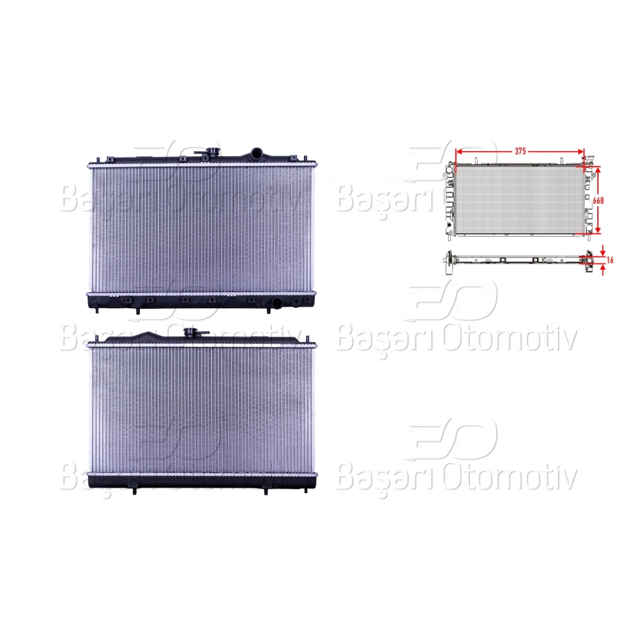 SU RADYATORU BRAZING MT 375X668X16 MITSUBISHI GALANT1.8. 2.0 87-93