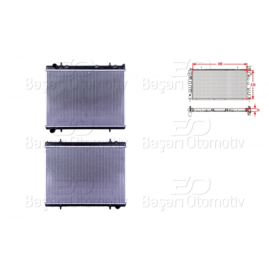 SU RADYATORU BRAZING MT 380X538X26 MM CITROEN C4. PEUGEOT307 1.6HDI. 2.0 16V 04>