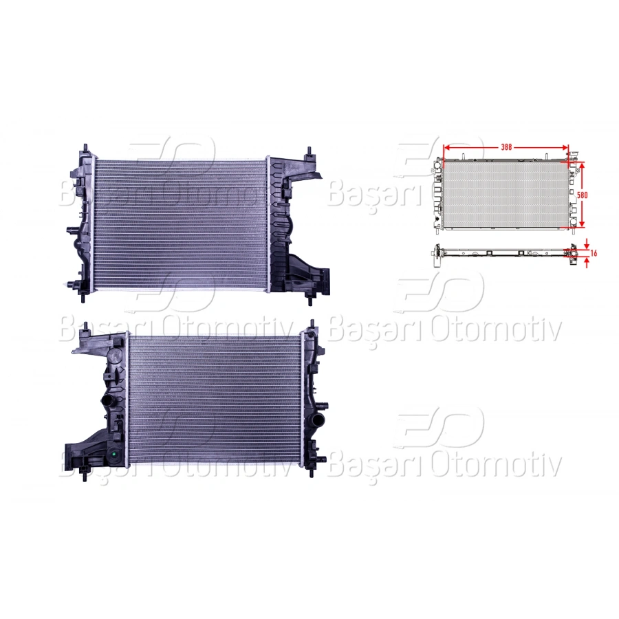SU RADYATORU BRAZING MT 388X580X16 CHEVROLET CRUZE 1.4T. 1.6I. OPEL ASTRA J 1.4I.1.6I. 1.4T. 1.6T. 1.3CTDI 09>