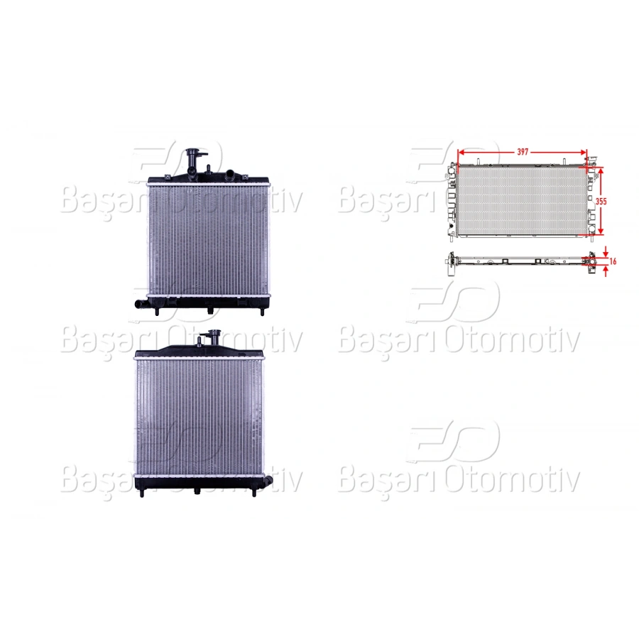 SU RADYATORU BRAZING MT 397X355X16 KIA PICANTO (BA) 1.1I M-T 07-09