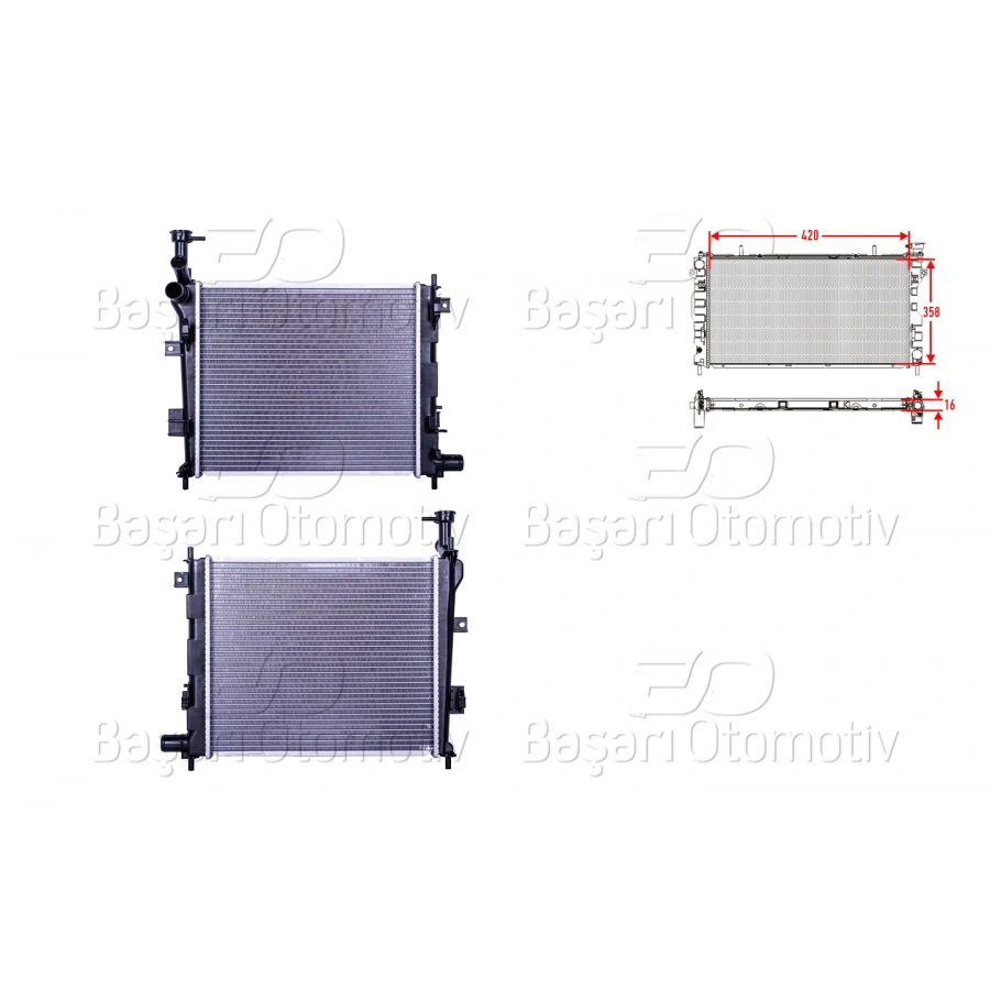 SU RADYATORU BRAZING MT 420X358X16 MM KIA PICANTO 1.2 11>
