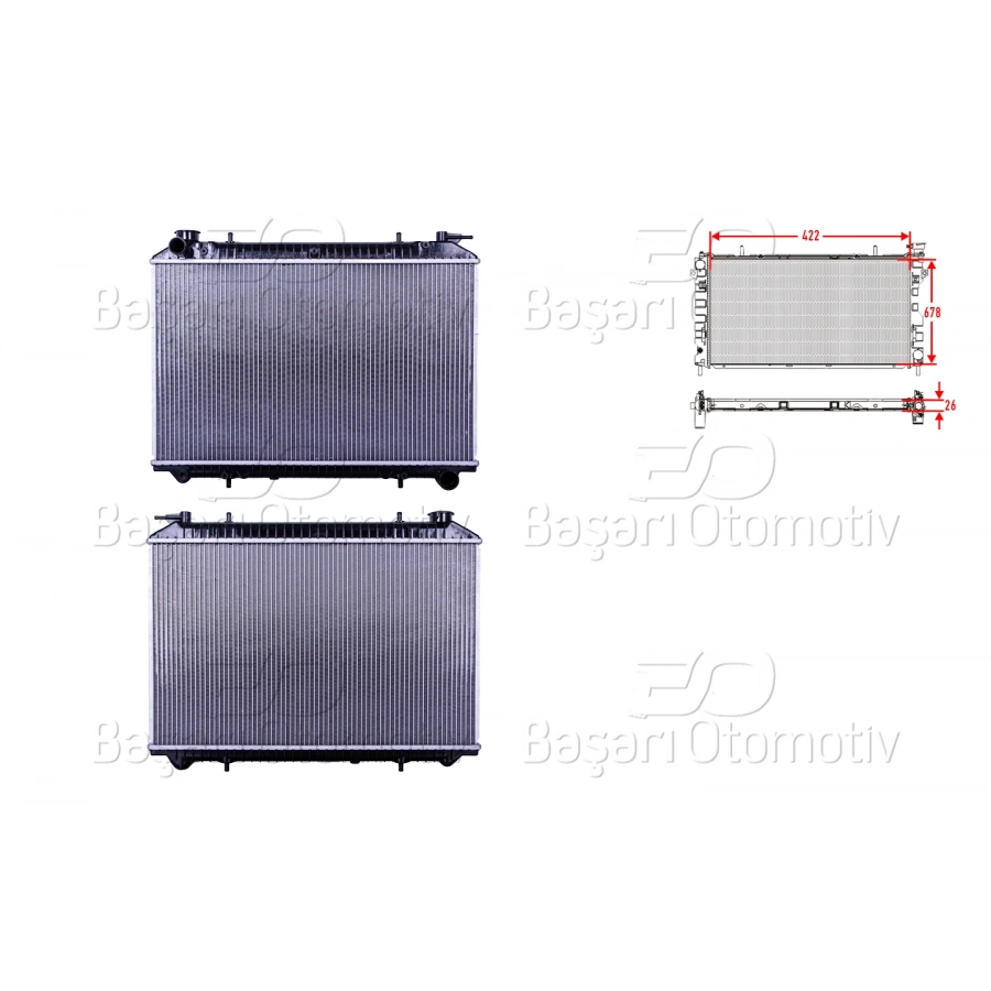 SU RADYATORU BRAZING MT 422X678X26 NISSAN VANETTE (HC23) 2.3 D 96-01