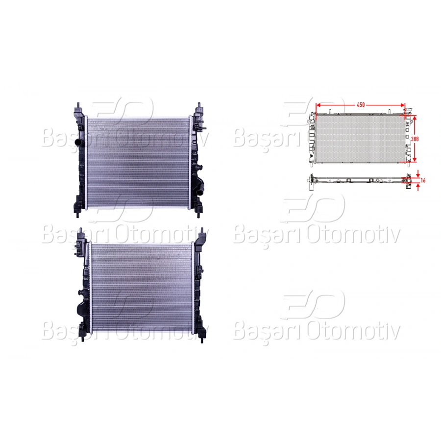SU RADYATORU BRAZING MT 450X388X16 CHEVROLET SPARK (M300) 1.2 10>/ DAEWOO MATIZ 1.2 10>