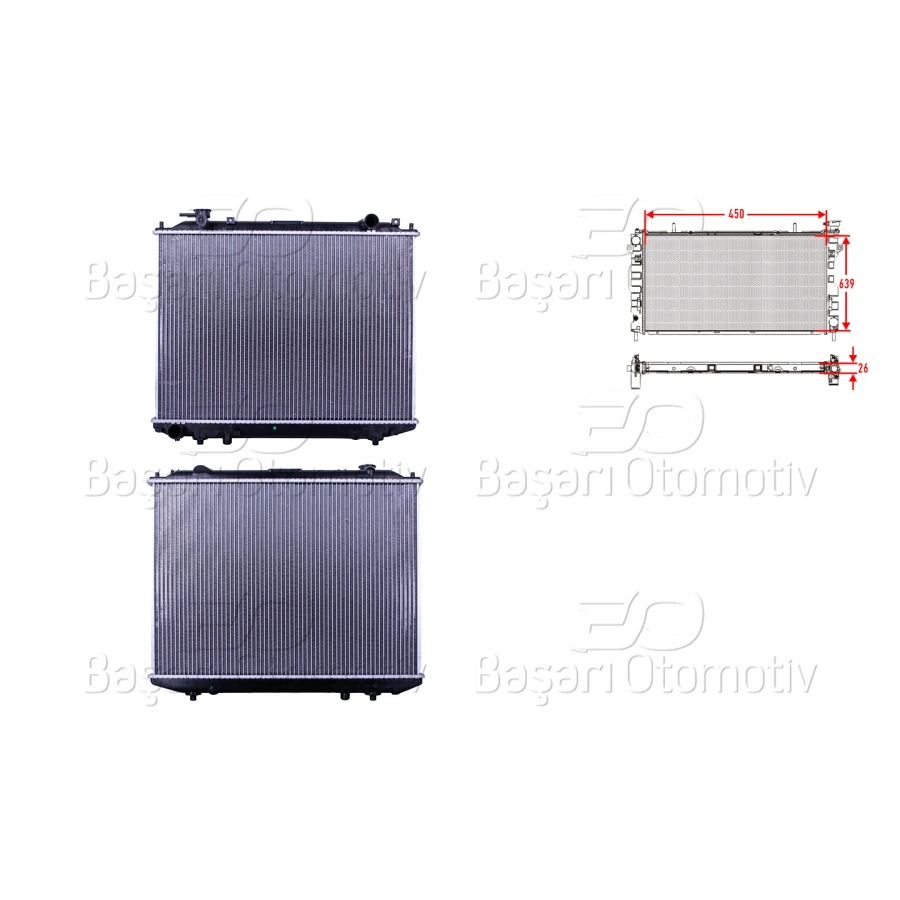 SU RADYATORU BRAZING MT 450X639X26 MAZDA B2500. BT50. FORD RANGER 2.5D 96>