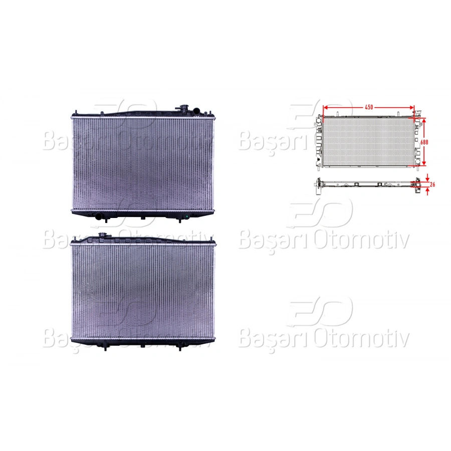 SU RADYATORU BRAZING MT 450X688X26 MM NISSAN D22 PICK UP 2.5TD 98-01