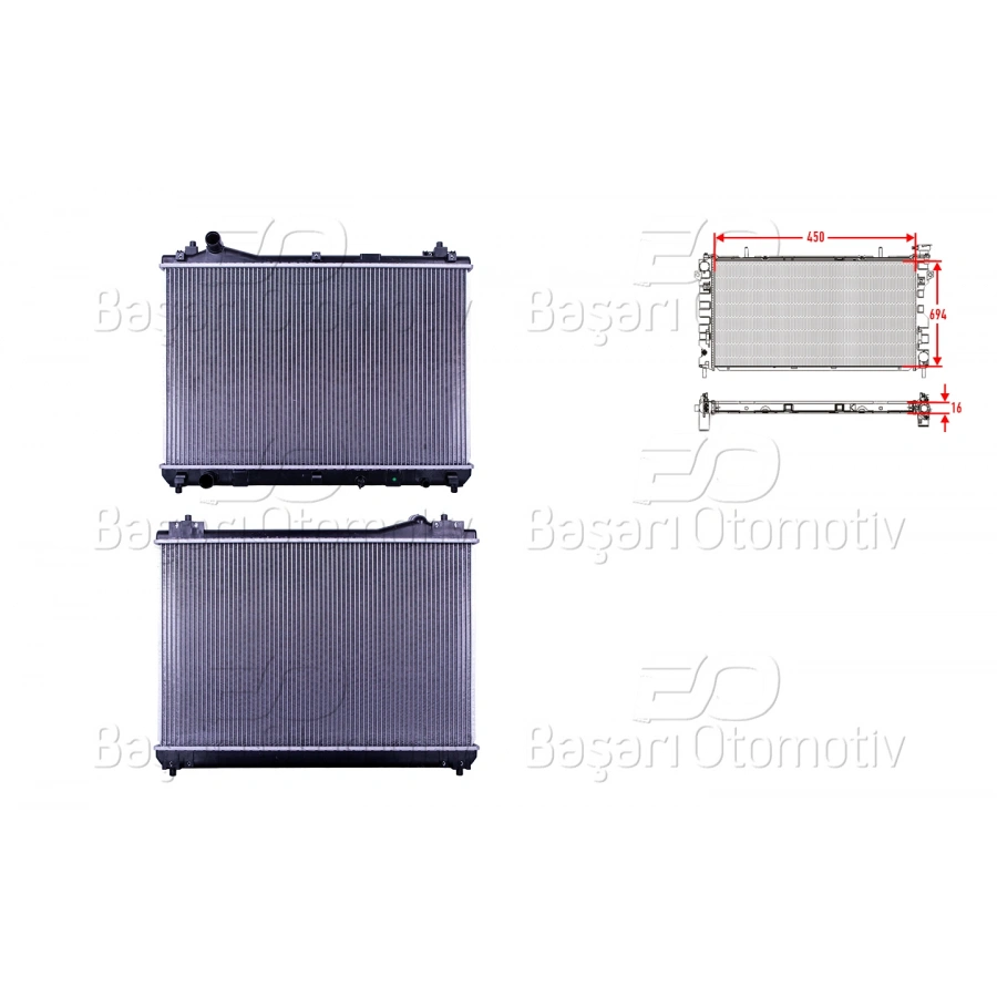 SU RADYATORU BRAZING MT 450X694X16 MM SUZUKI VITARA 1.9 DIZEL 06>
