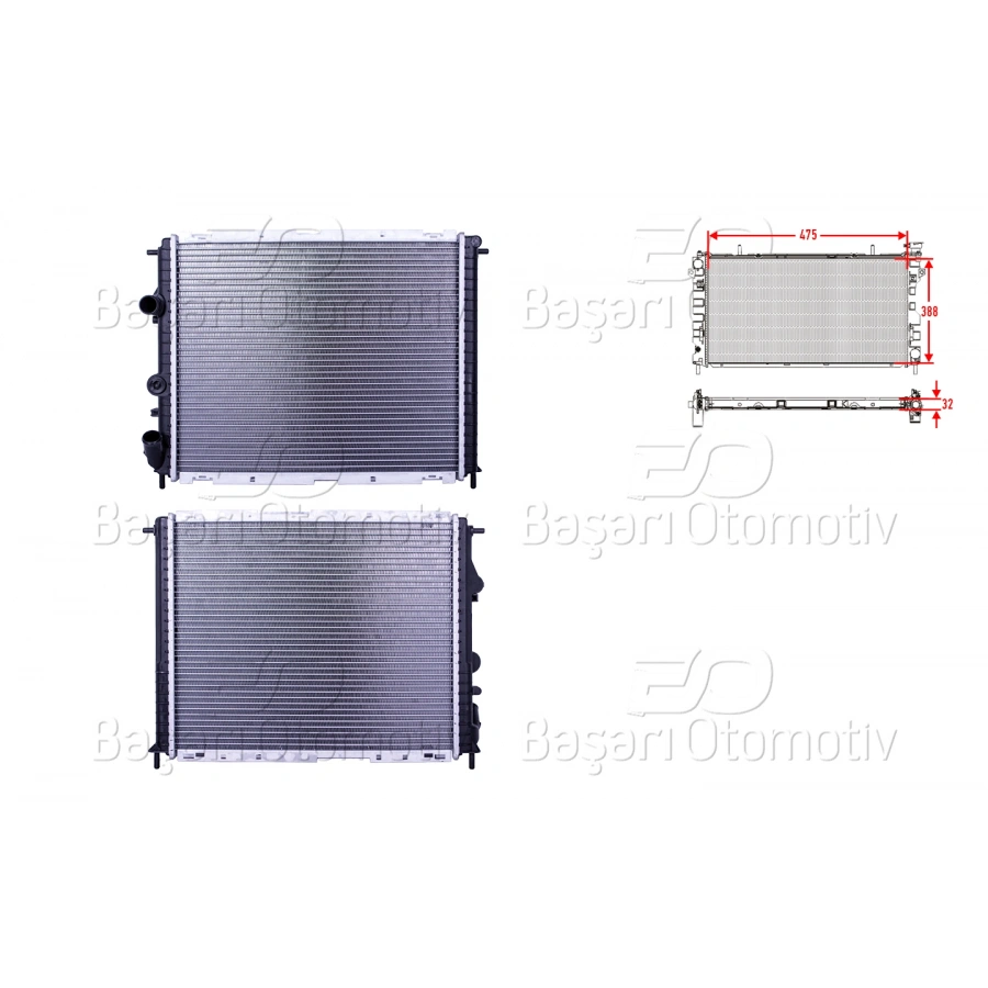 SU RADYATORU BRAZING MT 475X388X32 RENAULT CLIO 2 (BB_, CB_) 1.4-1.6-1.9D 98-05/ KANGOO (KC0/1_) 1.4-1.9dTI 97>/ SYMBOL (LB_) 1.9D 98-01