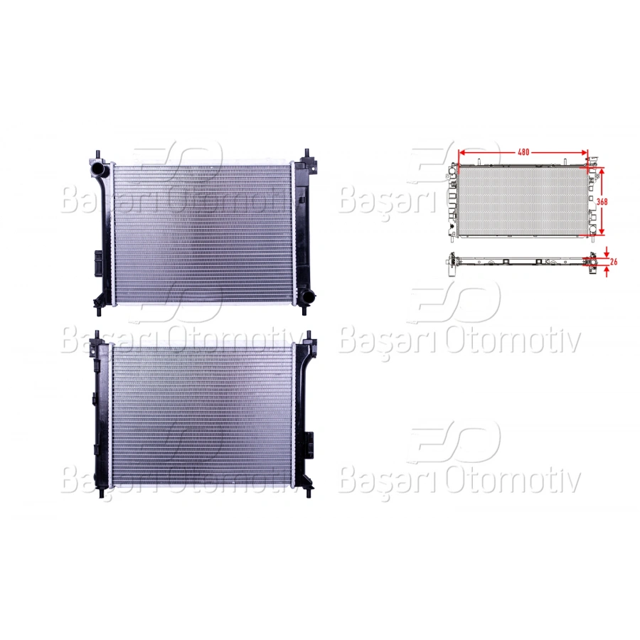 SU RADYATORU BRAZING MT 480X368X26 HYUNDAI I20 1 (PB) 1.4-1.6 CRDI 08-12