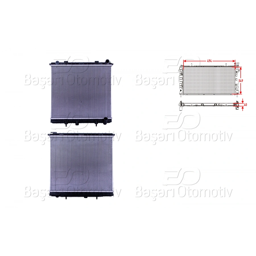 SU RADYATORU BRAZING MT 494X549X40 RANGE ROVER 4.0. 4.6 99-02