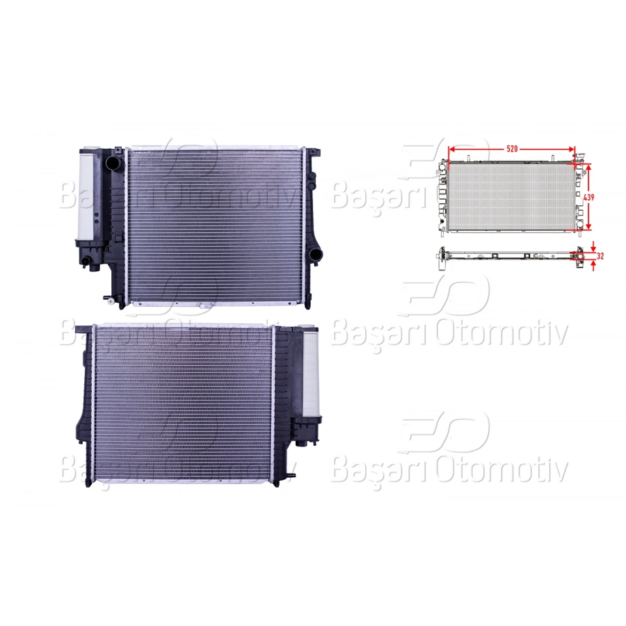 SU RADYATORU BRAZING MT 520X439X32 BMW E39 5.20I 5.23I 5.28I 95 >
