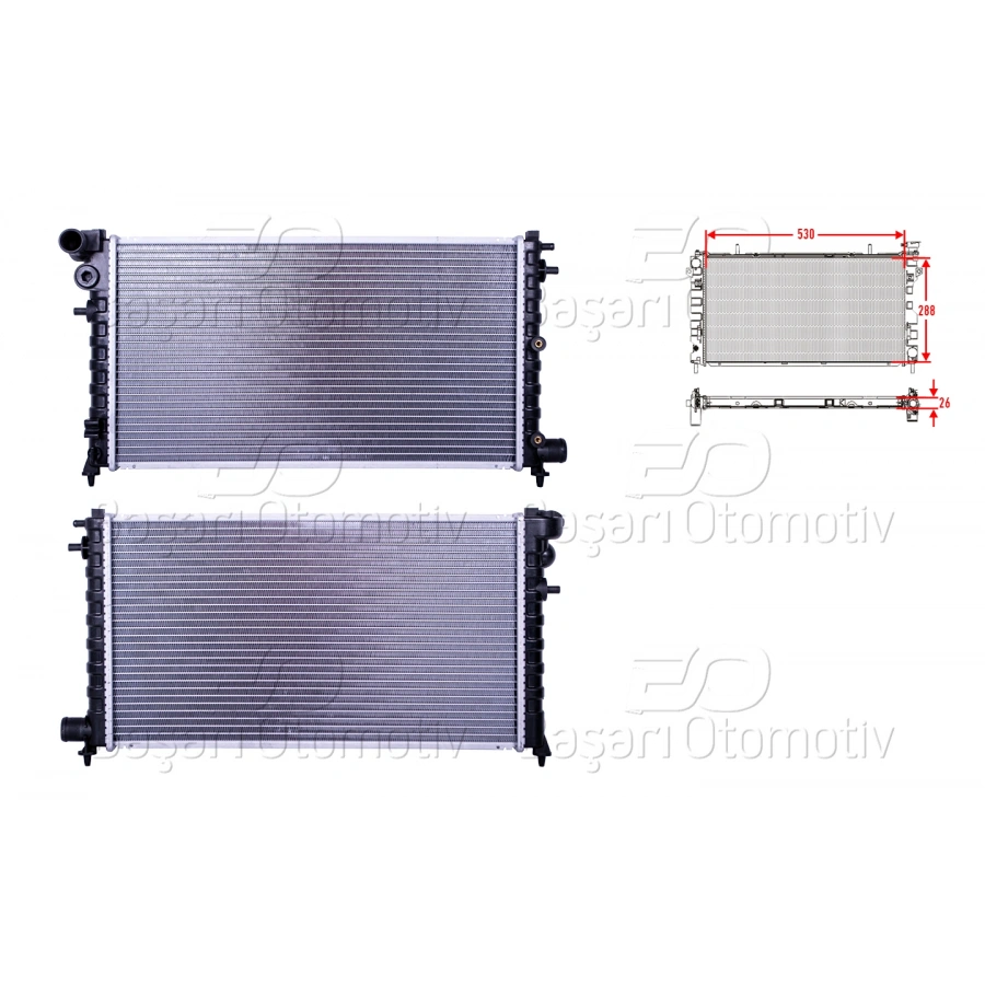 SU RADYATORU BRAZING MT 530X288X26 PEUGEOT 106 (1A_, 1C_) 1.5 D 98-04/ CITROEN SAXO (S0, S1) 1.5 D 96-04
