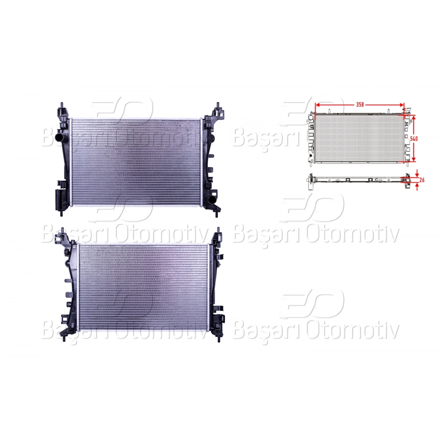 SU RADYATORU BRAZING MT 540X358X26 OPEL CORSA D. CORSA E. ADAM 1.2. 1.4 10>