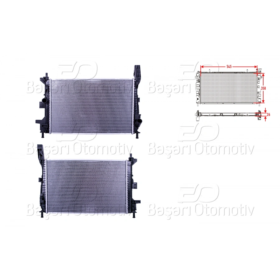 SU RADYATORU BRAZING MT 545X358X26 FORD FOCUS 11> 1.0 ECOBOOST11>
