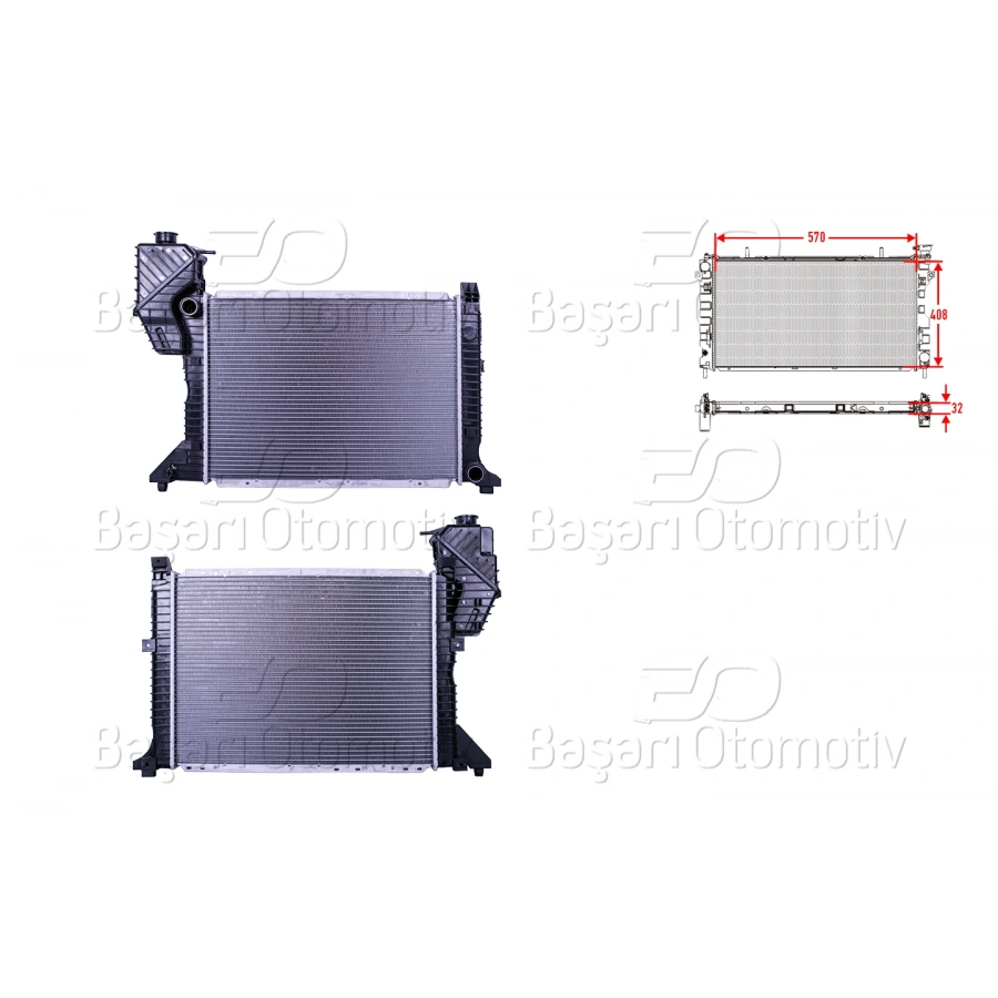 SU RADYATORU BRAZING MT 570X408X32 MERCEDES-BENZ SPRINTER 2-T B901. B902. 3-T B903. 4-T B904 95-06