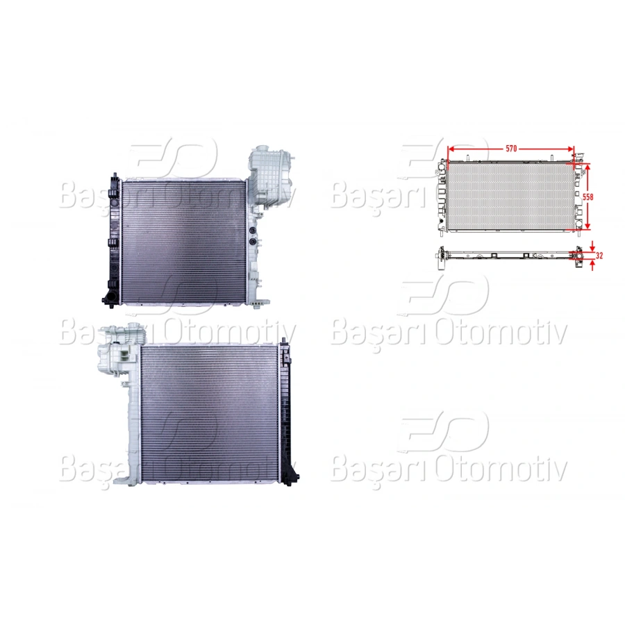 SU RADYATORU BRAZING MT 570X558X32 MERCEDES-BENZ BENZ V200 V200 CDI V200 CDI V220 CDI V230 V230 TD VITO 2.2 CDI 2.3 D 2.2 CDI 2.3 D 2.0 2.3 96 >