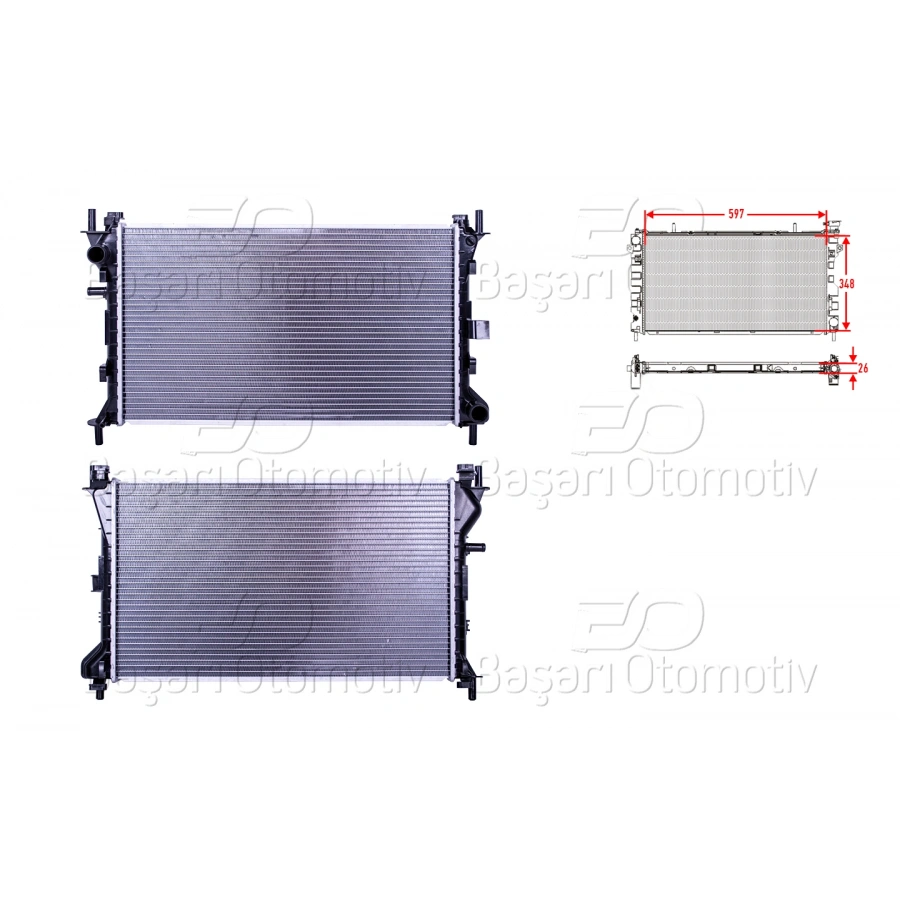 SU RADYATORU BRAZING MT 597X348X26 MM FORD FOCUS 98-03 BENZIN. DIZEL