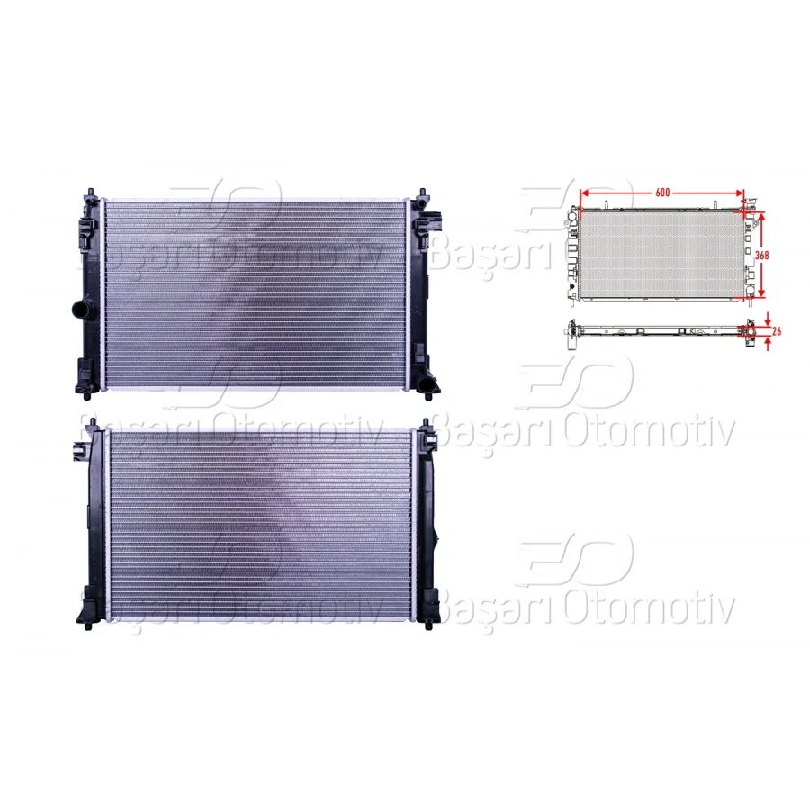 SU RADYATORU BRAZING MT 600X368X26 TOYOTA COROLLA (E21) 1.6 VVVTI 19>