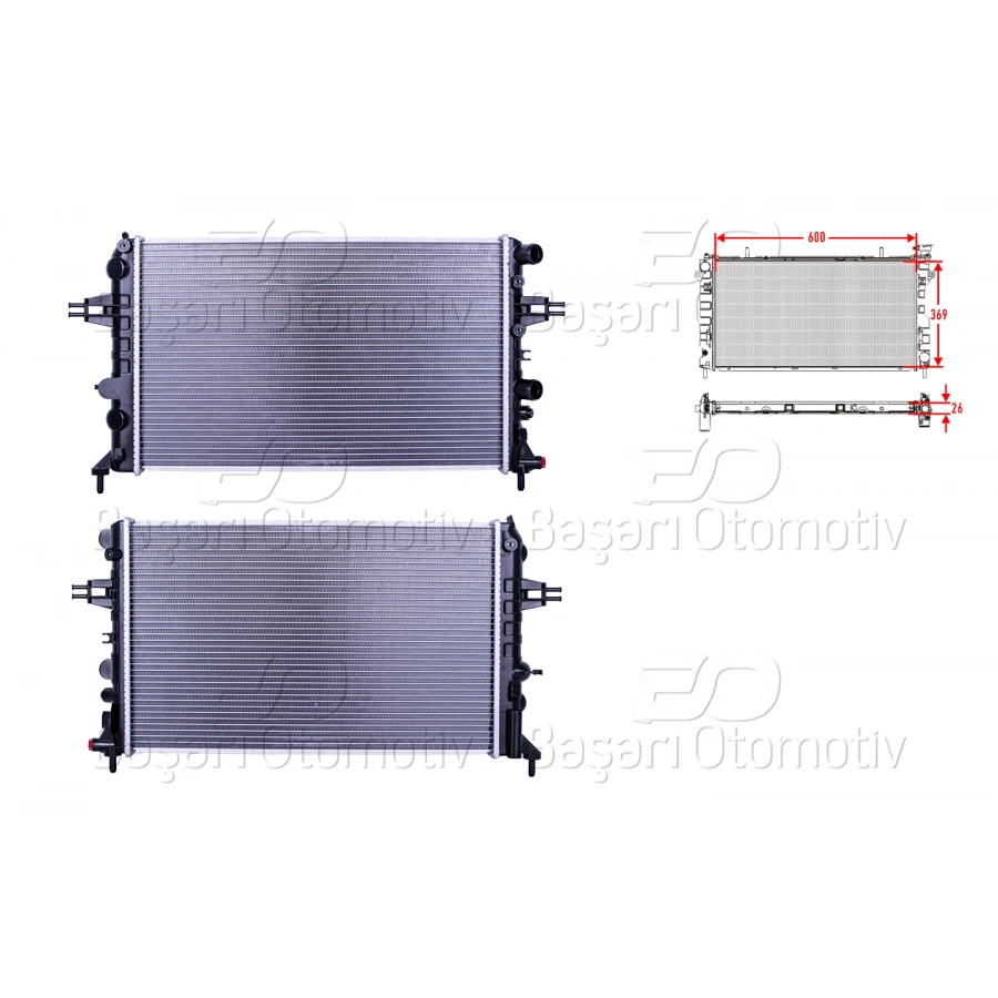 SU RADYATORU BRAZING MT 600X369X26 OPEL ASTRA G 1.6 98>